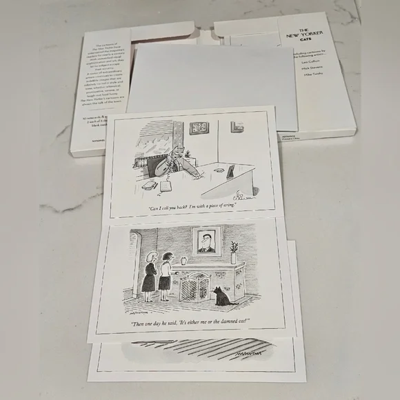 The New Yorker Cat Cartoons Notecard Wallet Pack of 10 Cards & Envelopes Blank - Picture 4 of 8